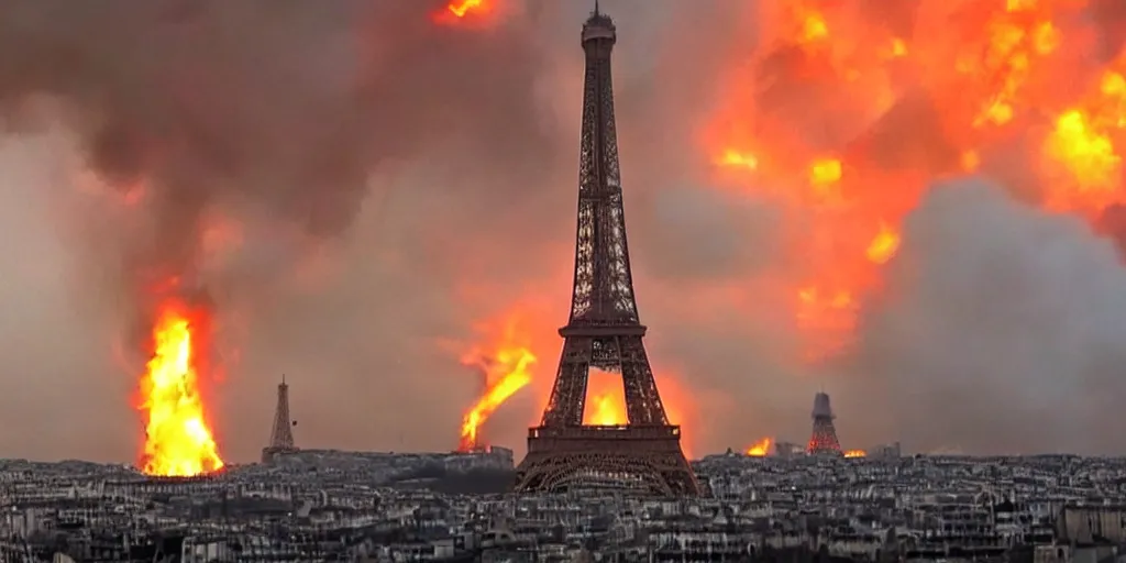 Eiffel Tower Buring Image