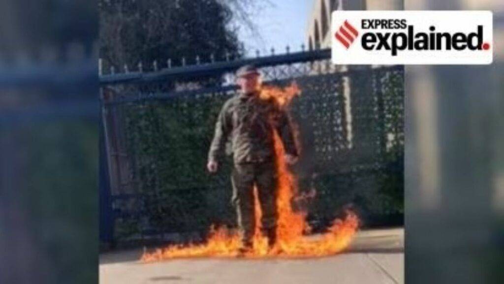 Us Soldier Sets Himself On Fire Outside