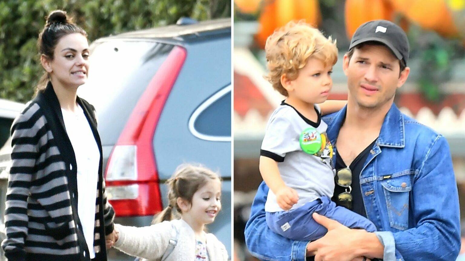 Mila Kunis And Ashton Kutchers Rare Photos With Their 2 Kids